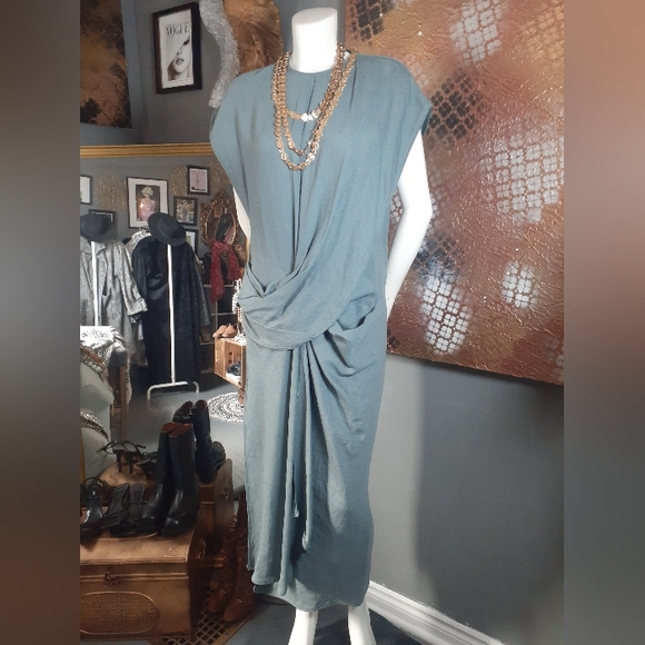 Nwt Zara Limited Edition Linen Blend  Draped Maxi Dress - Picture 16 of 16